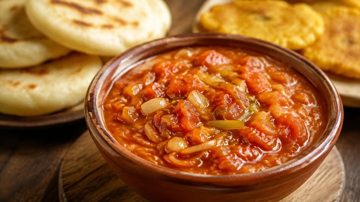 Hogao colombiano de tomate y cebolla larga