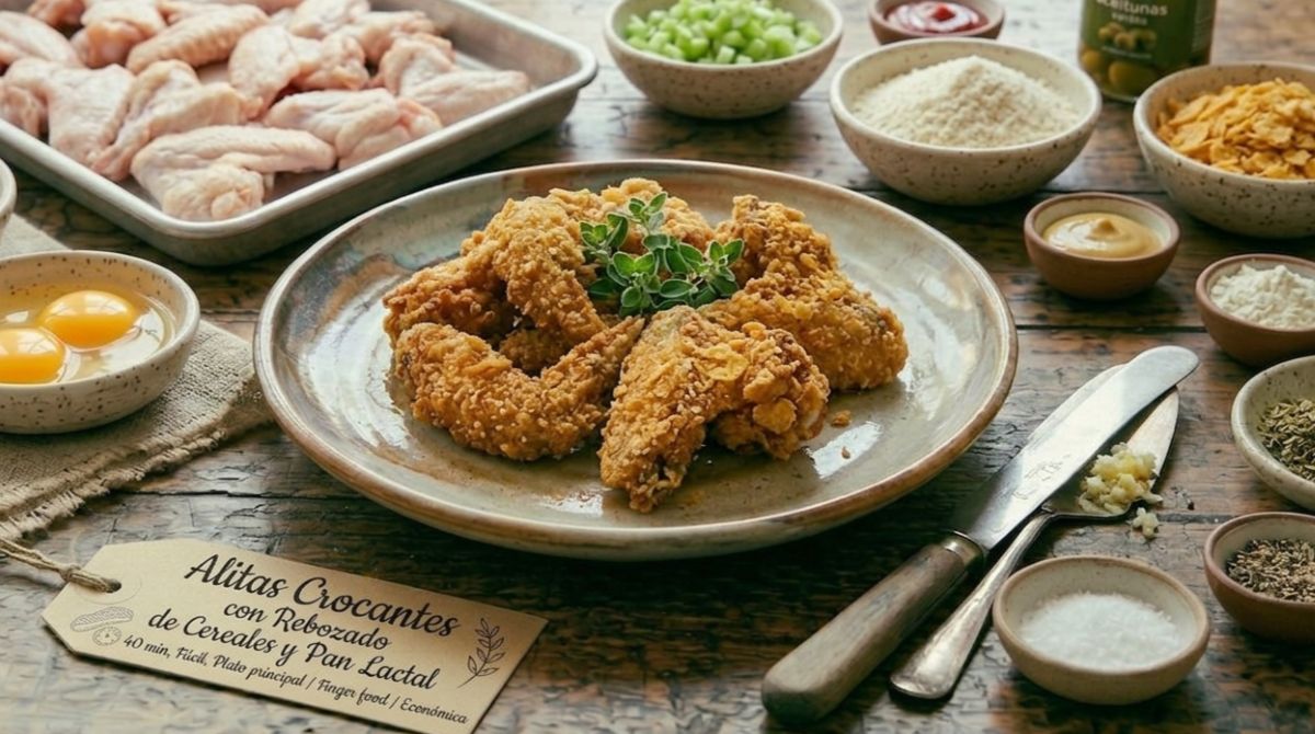 Alitas Crocantes con Rebozado de Cereales y Pan Lactal