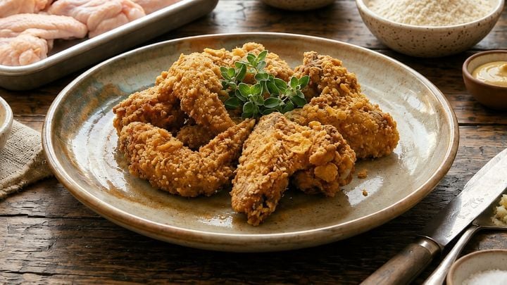 Asas Crocantes com Cobertura de Cereais e Pão de Forma