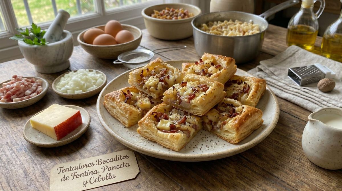 Deliciosos Aperitivos de Fontina, Bacon e Cebola
