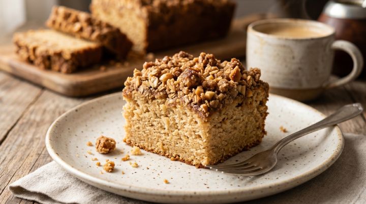 Bolo de Amendoim Crocante com Cobertura de Streusel