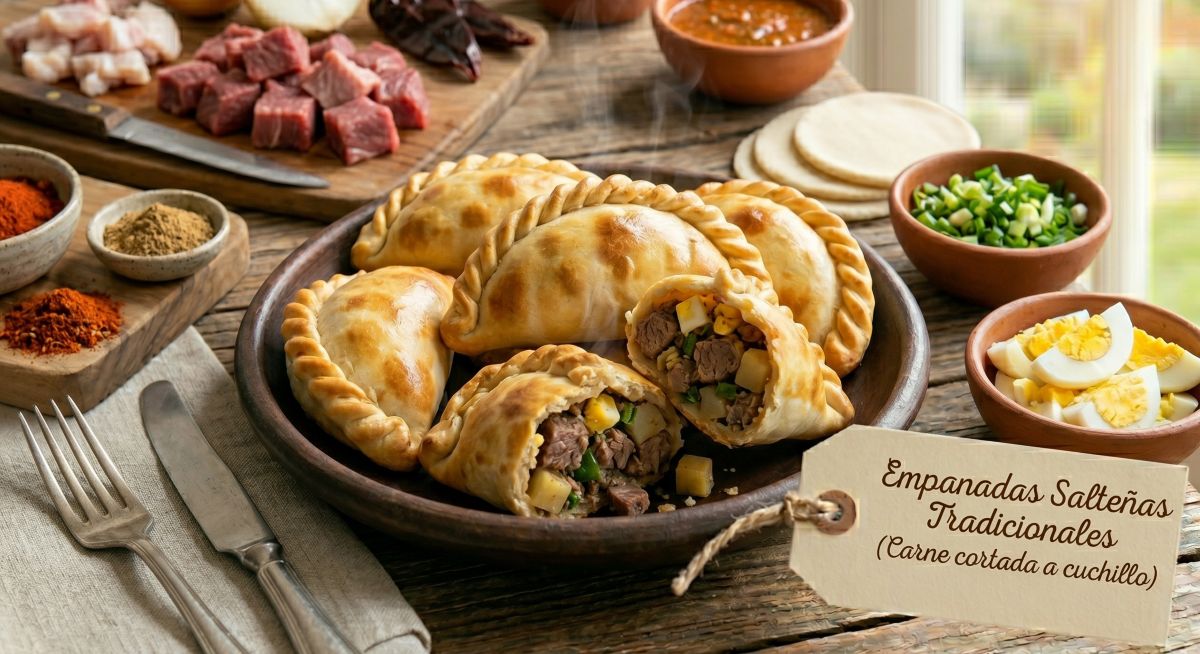 Empanadas Salteñas Tradicionales (Carne cortada a cuchillo)