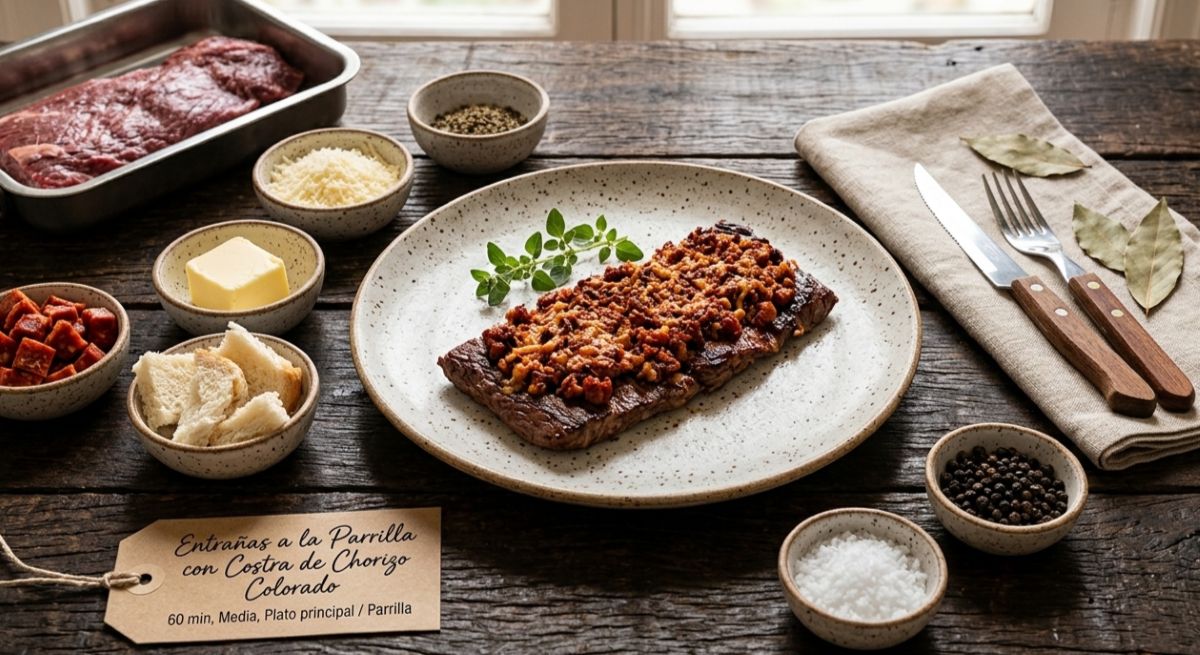 Entrañas a la Parrilla con Costra de Chorizo Colorado