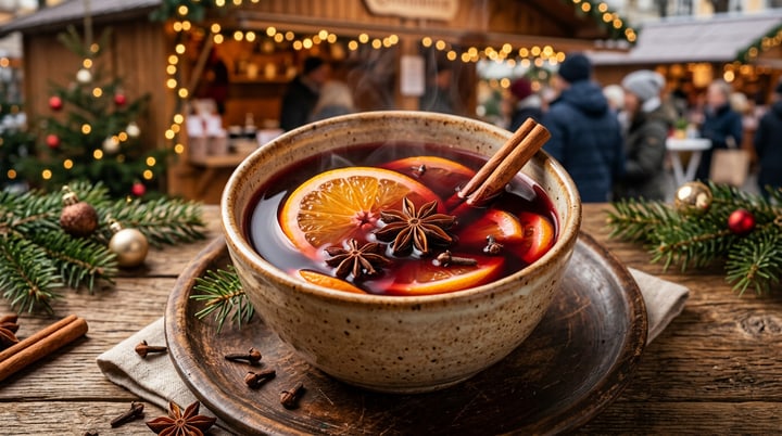 Glühwein mit Orange und Sternanis