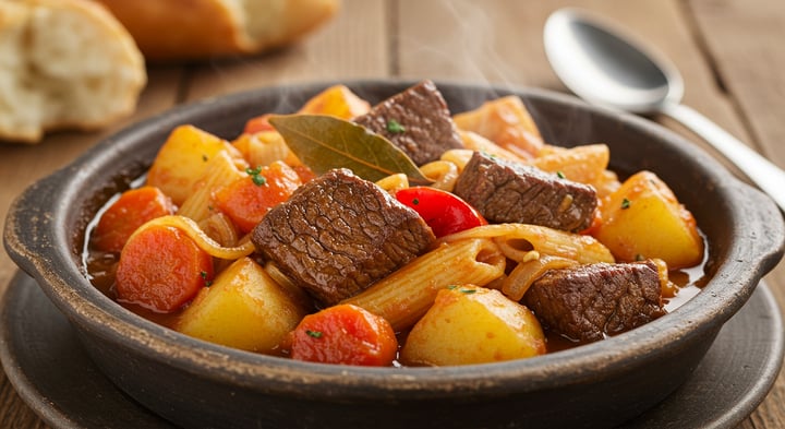 Ensopado de Macarrão com Carne (O de Panela de Toda a Vida)