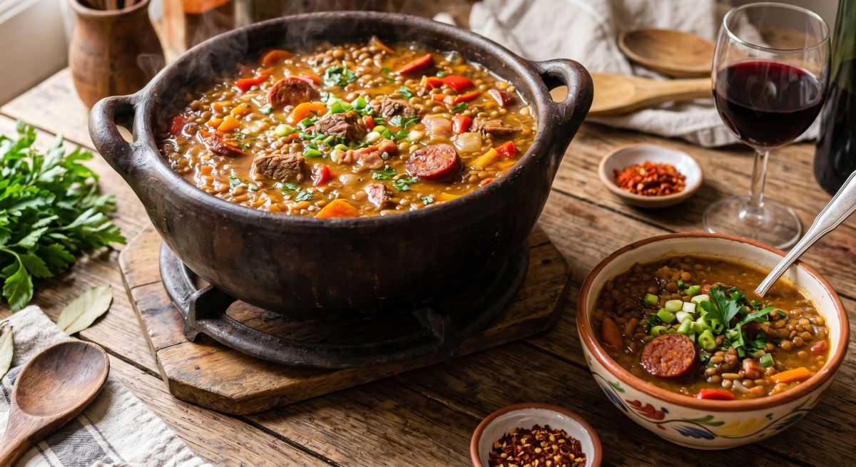 Guiso de Lentejas Tradicional con Carne y Chorizo Colorado