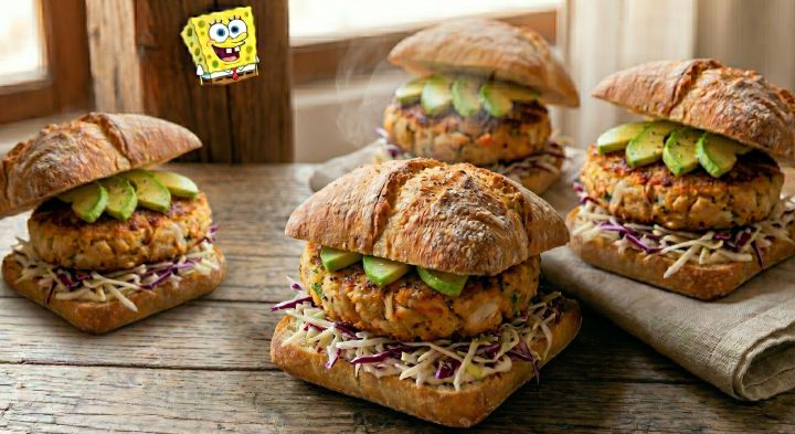 Hambúrguer de Caranguejo Gourmet (Caranguejobúrguer do Bob Esponja)
