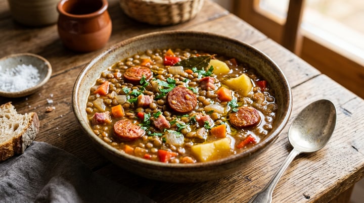 New Year Lentil Stew for Good Luck