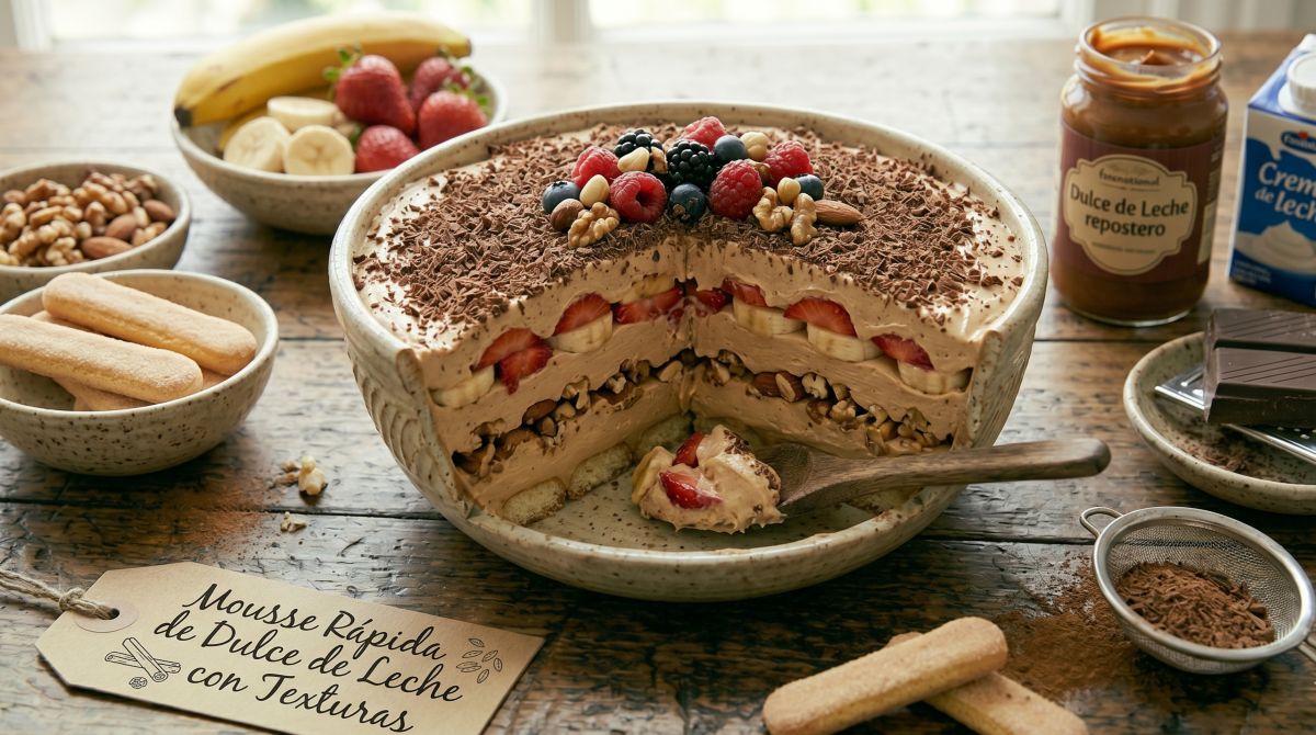 Mousse Rápida de Dulce de Leche con Texturas