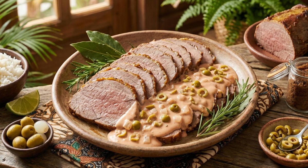 Acém Glacê ao Forno com Molho Agridoce de Azeitonas