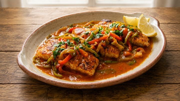 Sabrosos Filetes de Pescado a la Paprika con Salsa de Morrones