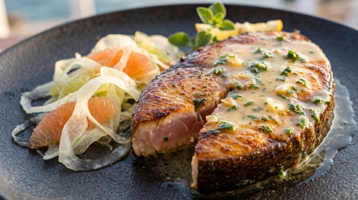 Peixe-Espada na Chapa com Molho Virgem (Gourmet)