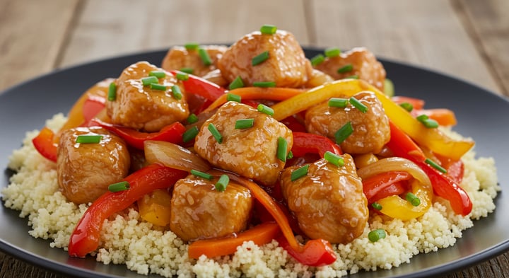 Frango Agridoce Tradicional no Wok com Cuscuz