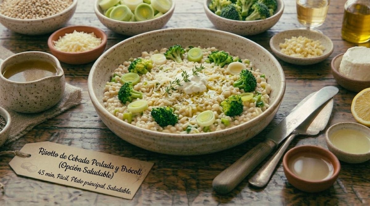 Risotto de Cebada Perlada y Brócoli (Opción Saludable)
