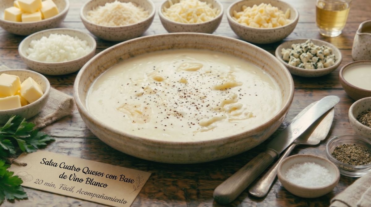 Salsa Cuatro Quesos con Base de Vino Blanco