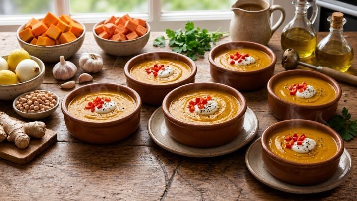 Velouté de courge et patate douce au gingembre