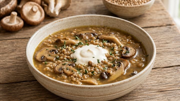 Sopa Kasha con Hongos y Trigo Sarraceno