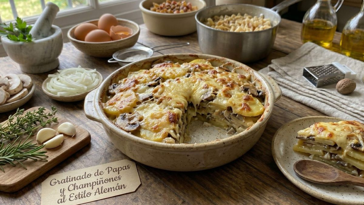 Gratinado de Batatas e Cogumelos