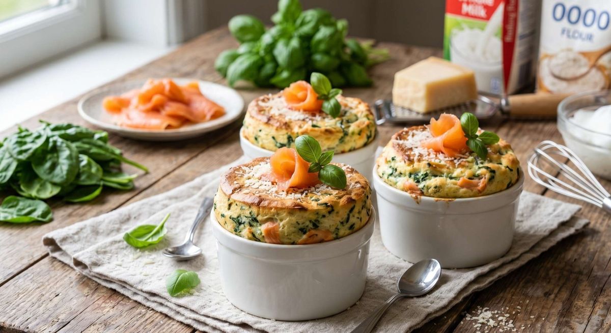 Suflê Gourmet de Espinafre e Salmão Defumado