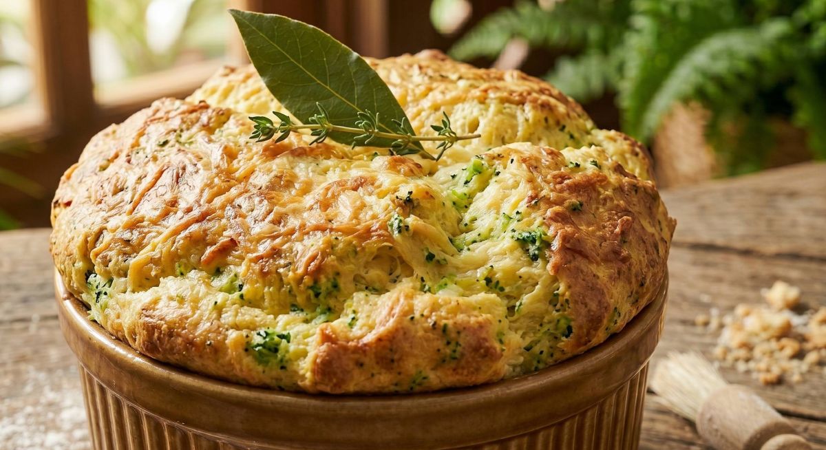 Suflê Arejado de Brócolis e Queijo Fontina