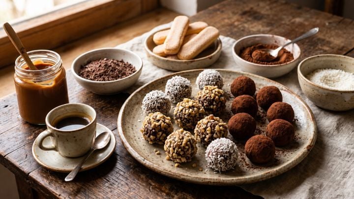 Trufas Artesanais de Doce de Leite, Chocolate e Café