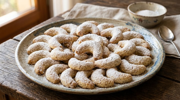 Vanillekipferl mit gemahlenen Mandeln